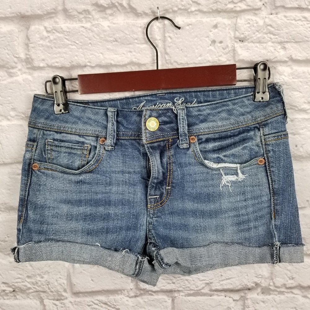 AEO - Stretch denim rolled cuff shorts - Sz 2